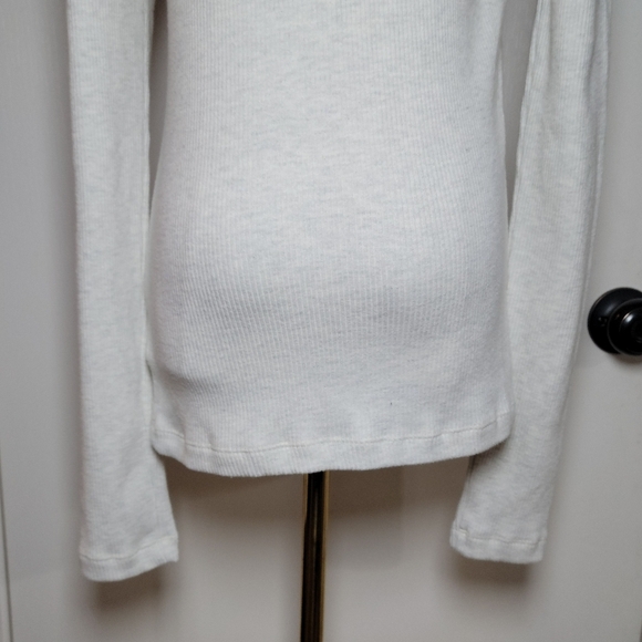 AGOLDE Maya White and Gray Scoop Neck Long Sleeve Ribbed Top Size Large - Picture 7 of 9